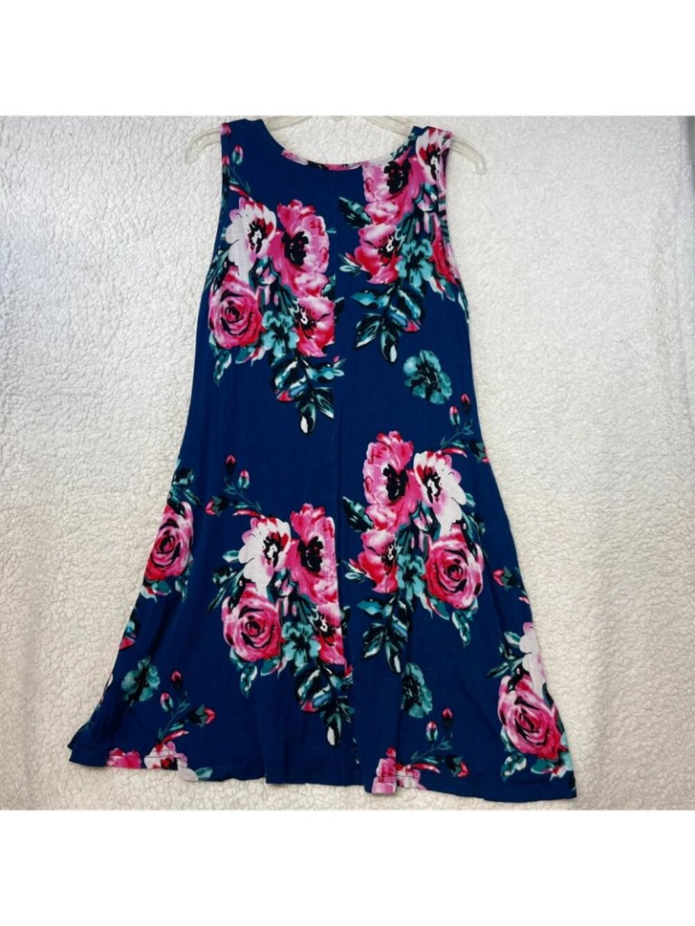 PrinStory Floral Dress Size S – Navy Sleeveless A‑Line Sundress Rayon Blend - Picture 2 of 4